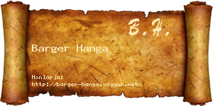 Barger Hanga névjegykártya